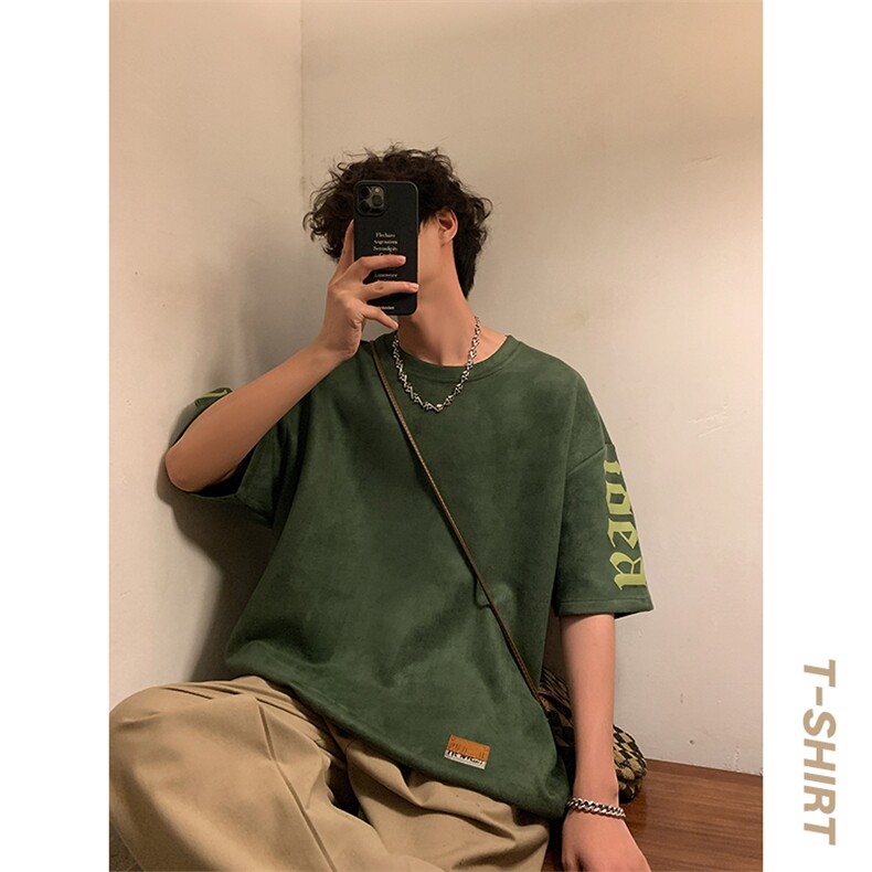 新款短袖男港风暖光夏季t恤休闲百搭印花圆领T恤男上衣TC3136-P35图片