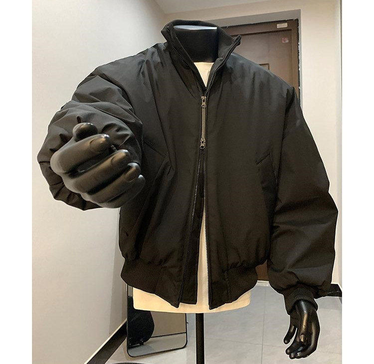 现货26春装美拉德立领飞行夹克纯色复古廓形高街棒球服外套,男装夹克,电商A486-1