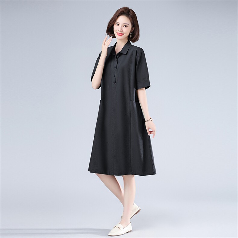 2024夏季宽松休闲简约款长款纯棉连衣裙816款,女装连衣裙,秋牧寒烟