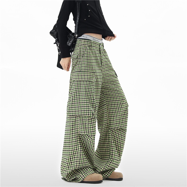 【现货】XZ612-N9033-特P49半松紧内包边多口袋褶皱休闲格纹西裤，男装西裤，星座612