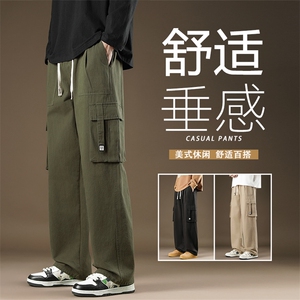高品质秋冬男休闲工装裤大口袋贴标直筒宽松休闲长裤h648 P40图片