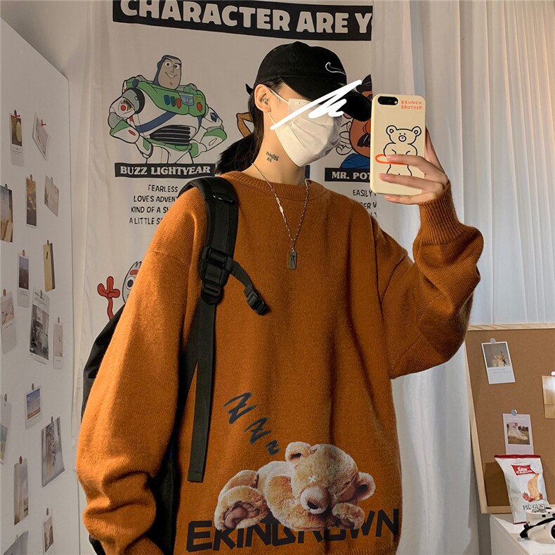 1港风圆领套头中性潮流大码M-5XL印花针织毛衣男7960P55加绒P55，男装针织衫/毛衣，星座226-2