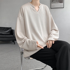 8XL-M长袖打底衫T恤V领针织体恤麦穗条卫衣加肥加大码TX3102特P35，男装T恤，电商B238