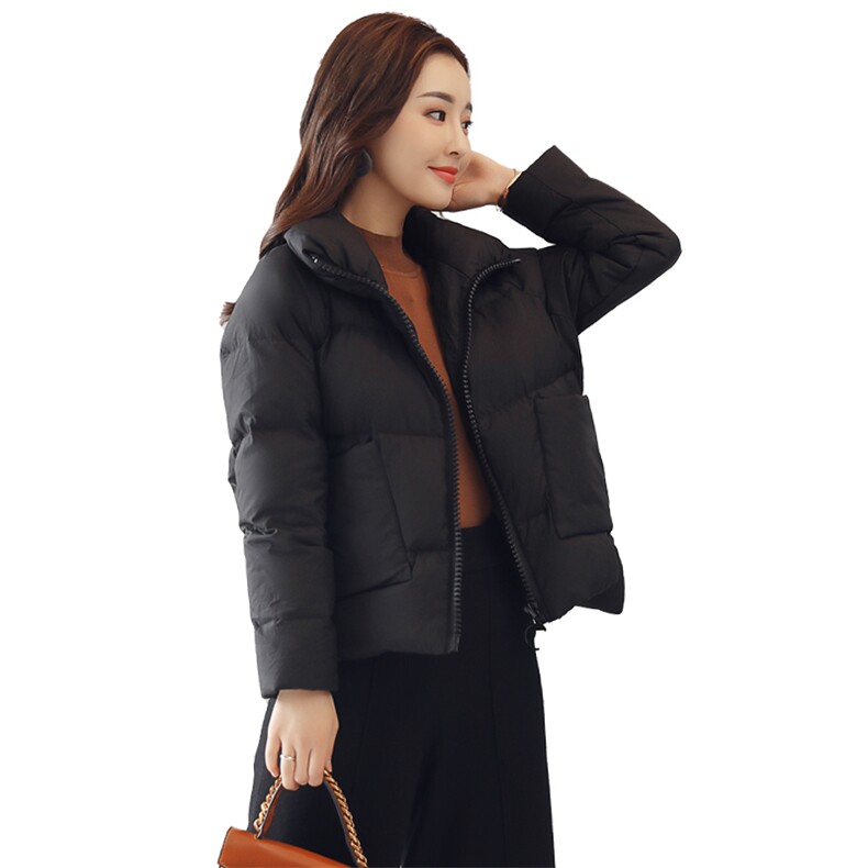 2023冬季新款面包服大口袋拉链手塞棉短款休闲棉服,女装棉衣/棉服,乐吉娜