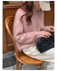 秋冬新款纯色针织圆领套头上衣时尚百搭，女装针织衫/毛衣，冀清阳荣