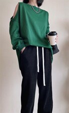 中长款漏肩卫衣，女装卫衣/绒衫，1+1 MAIN ROAD