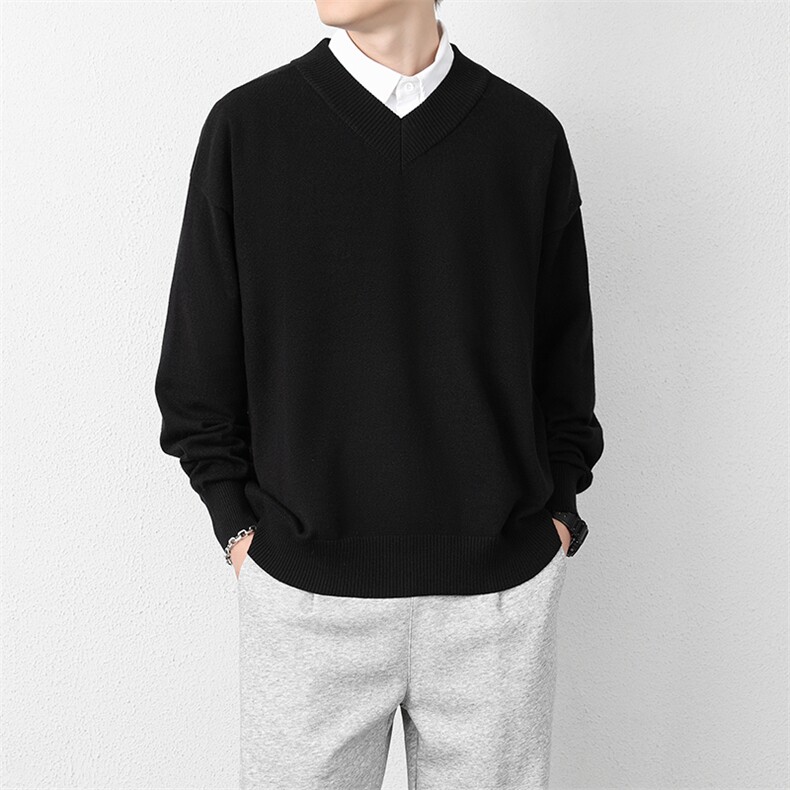 1506A/GM030/P50套头大码纯色男士V领打底针织,男装T恤,星座1506A