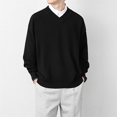 1506A/GM030/P50套头大码纯色男士V领打底针织，男装T恤，星座1506A