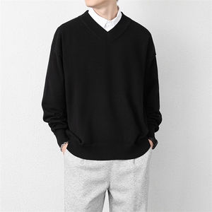 1506A/GM030/P50套头大码纯色男士V领打底针织图片
