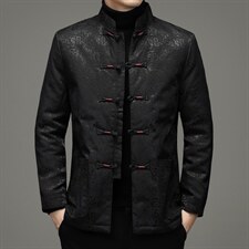 风冬季立领长袖休闲纯色男士唐装白鸭绒羽绒服SFT9916-P220图片