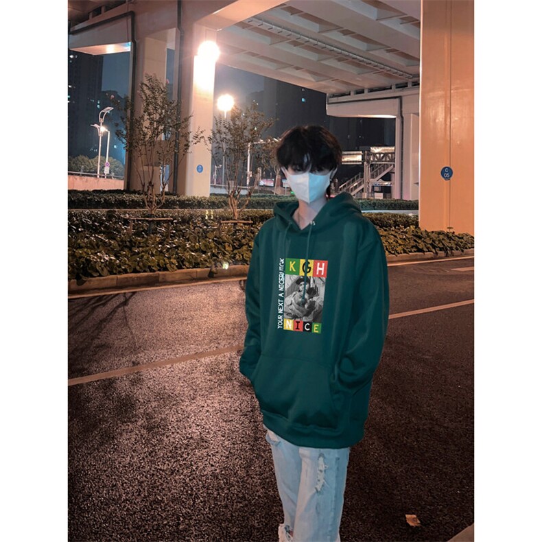 说唱歌手印花LOGO男女情侣潮牌连帽卫衣图片