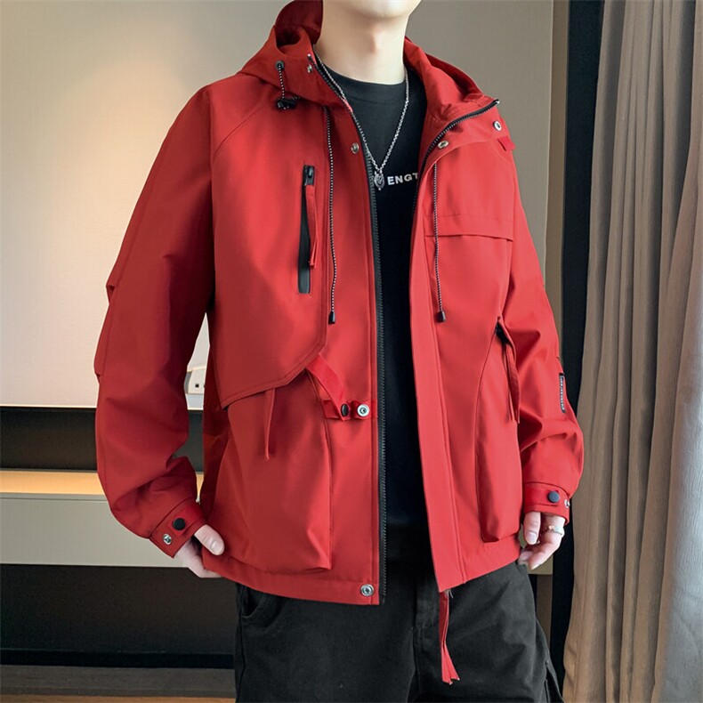 2025春款美式连帽服夹克男港风复古工装外套JK0136-P85图片