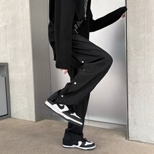 侧排纽扣垂感阔腿裤男女同款宽松2022设计感高街休闲裤K3344-P36，男装休闲裤，星座512-2