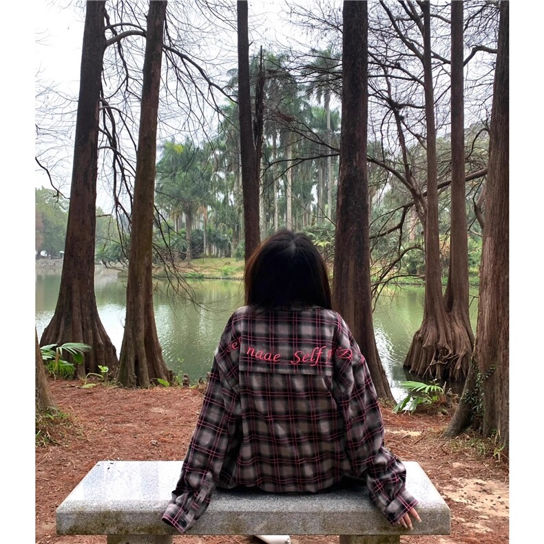 vintage美式刺绣格子衬衫短袖男痞帅高级感格纹衬衣cle,男装T恤,星座218-1（原230）