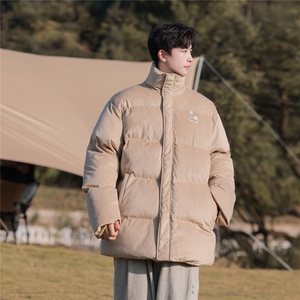 字母刺绣灯芯绒麻花条冬季纯色棉衣棉服外套男XMY2312-P115控158图片