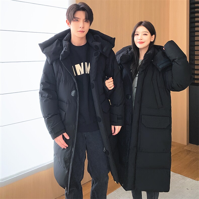 现货韩版情侣装长款羽绒服男女青年学生加厚405克羽绒服外套,男装羽绒服,钱塘723