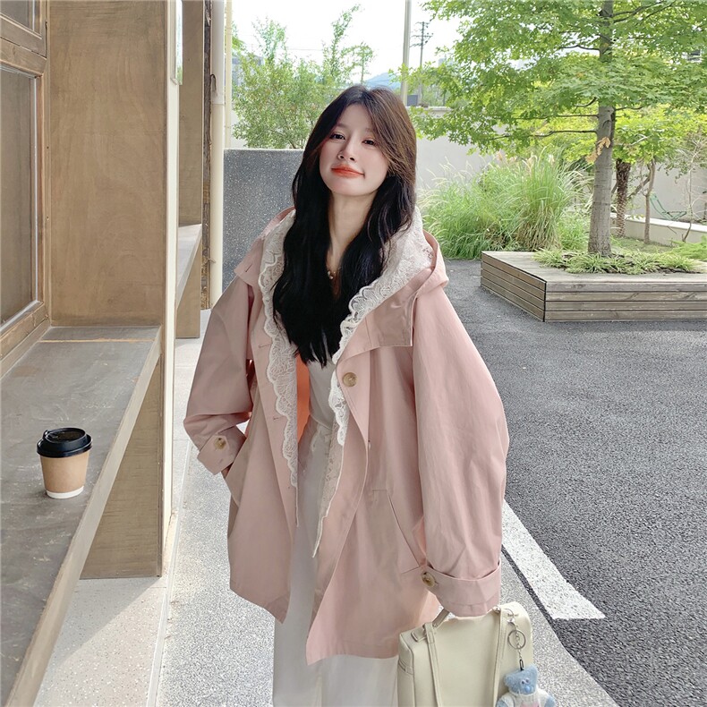 大货已出假两件蕾丝拼接风衣外套5772-P175K259,女装风衣,2C332