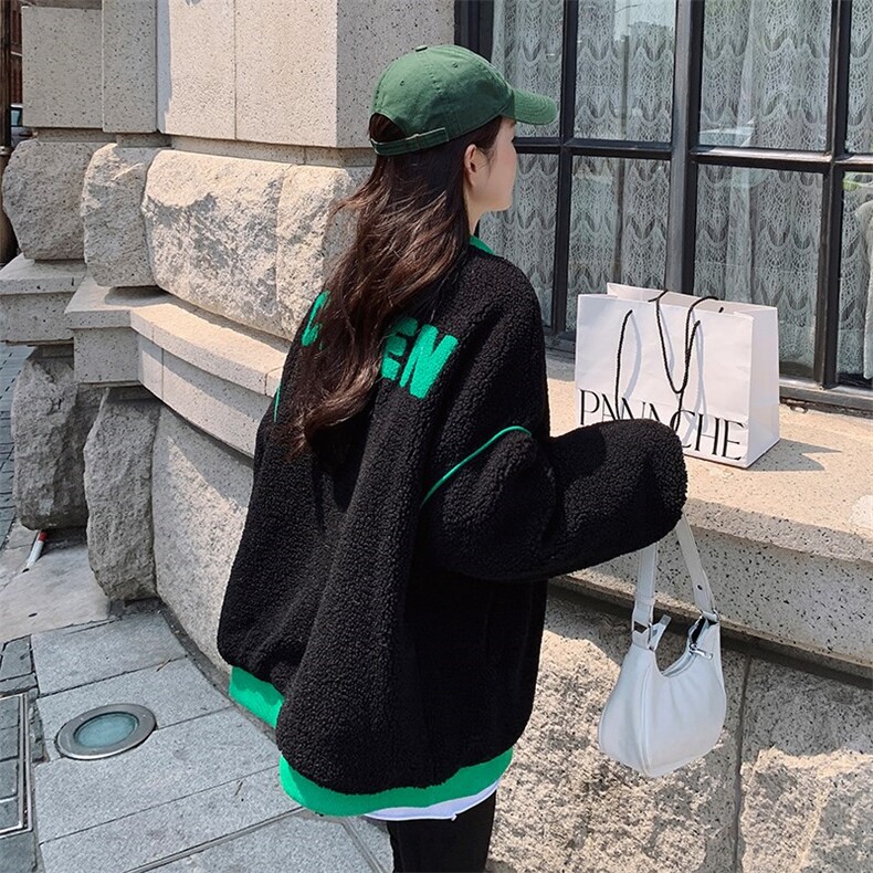 【新款】两面穿百搭撞色刺绣羊羔毛服805-P175-K258,女装毛呢外套,浙宝189