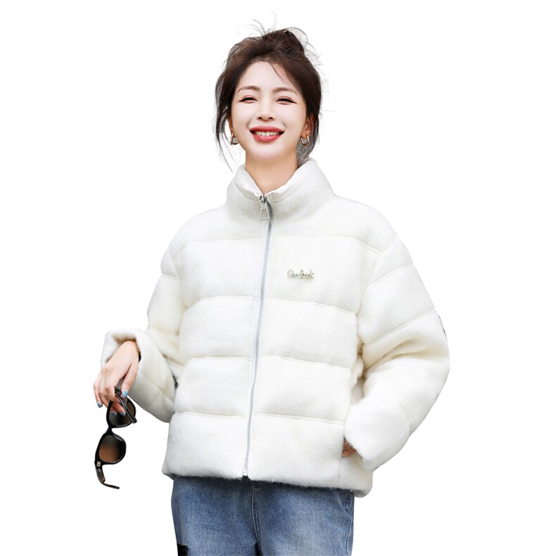 绵羊毛90白鸭绒羽绒服女2025年冬新款宽松绵羊毛外套大衣时尚保暖,女装羽绒服,意芙