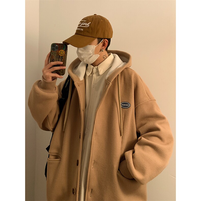 华夫格连帽卫衣春季新款男百搭休闲宽松开衫外套-JK23102-P65控88,男装卫衣,星座605(原A050)