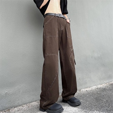 美式复古多口袋工装裤男士潮牌高街vibe宽松直筒腿GK158-P60，男装工装外套，星座1001-1