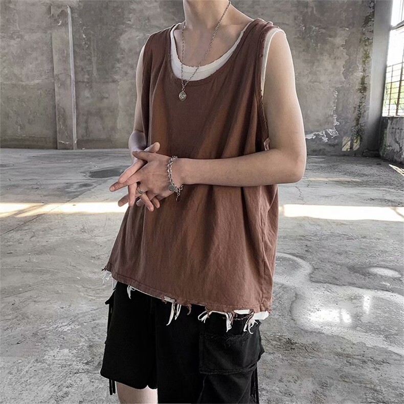 夏季无袖t恤男宽松潮牌ins潮流百搭运动背心坎肩上衣BX241-p23,男装背心/马甲,星座1008
