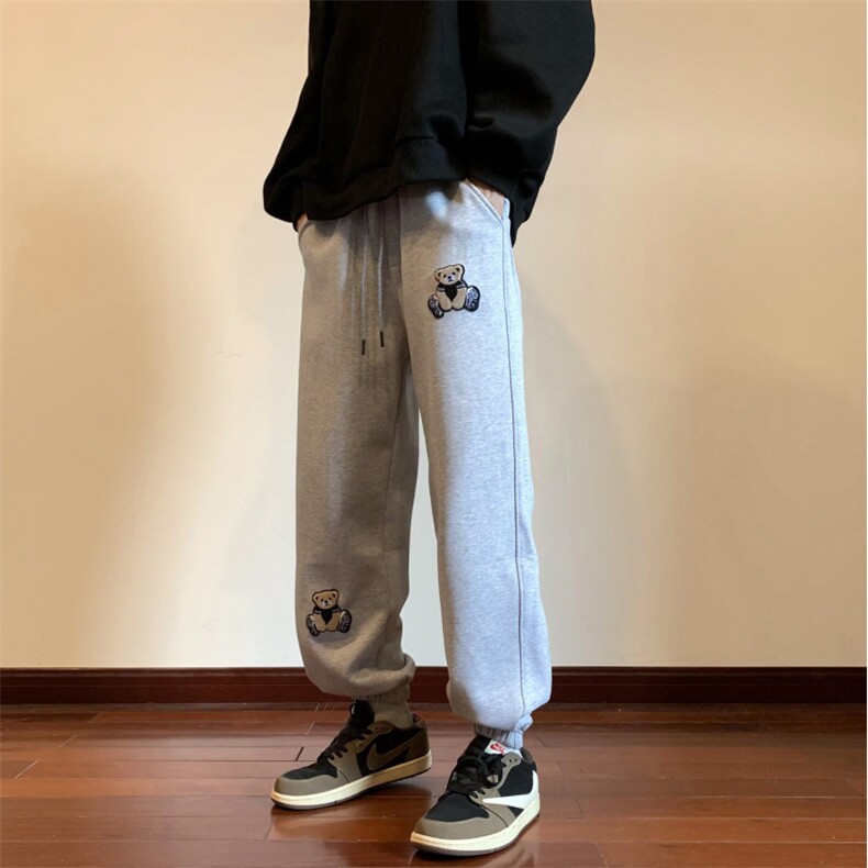 2023小熊刺绣加绒加厚保暖棉裤潮流束脚裤A316-1-K1057p65控78,男装棉衣,星座906（原电商a316-1）