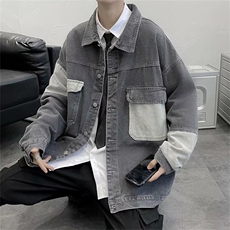 春秋季牛仔外套男士韩版潮流ins拼接宽松工装夹克上衣W5944-P55，男装夹克，星座512-2