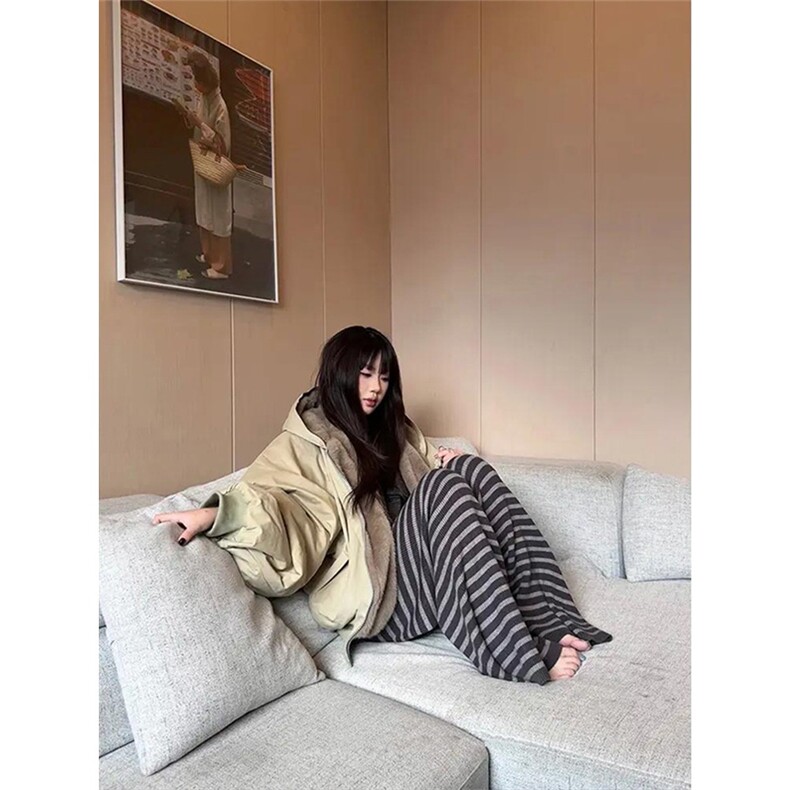 仿貂毛座山雕连帽棉服外套男女冬季美式cleanfit重磅加绒,男装棉衣,星座218-1（原230）