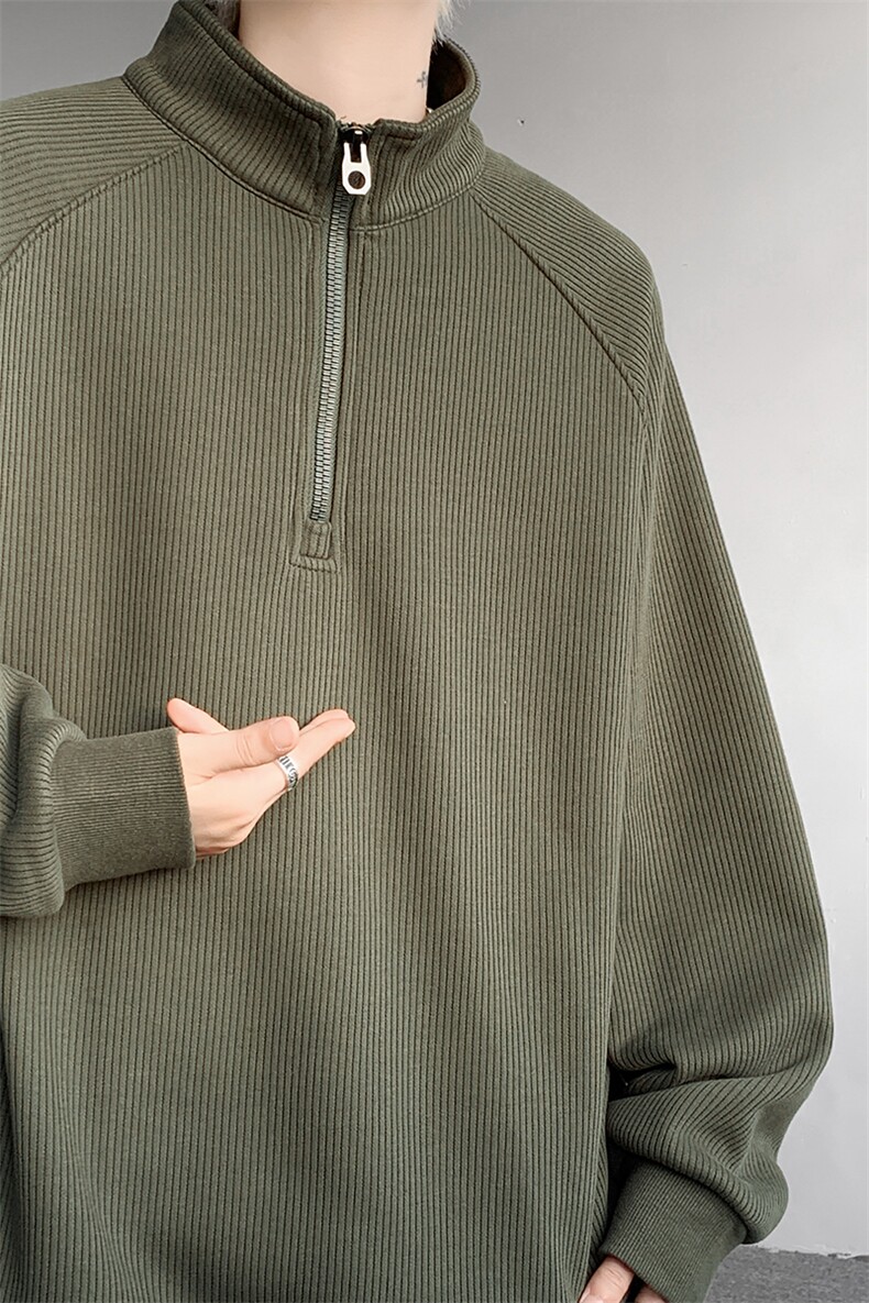8XL-M特大码卫衣男纯色百搭条纹肌理立领拉链长袖T恤男WY08P55,男装T恤,电商D206-1
