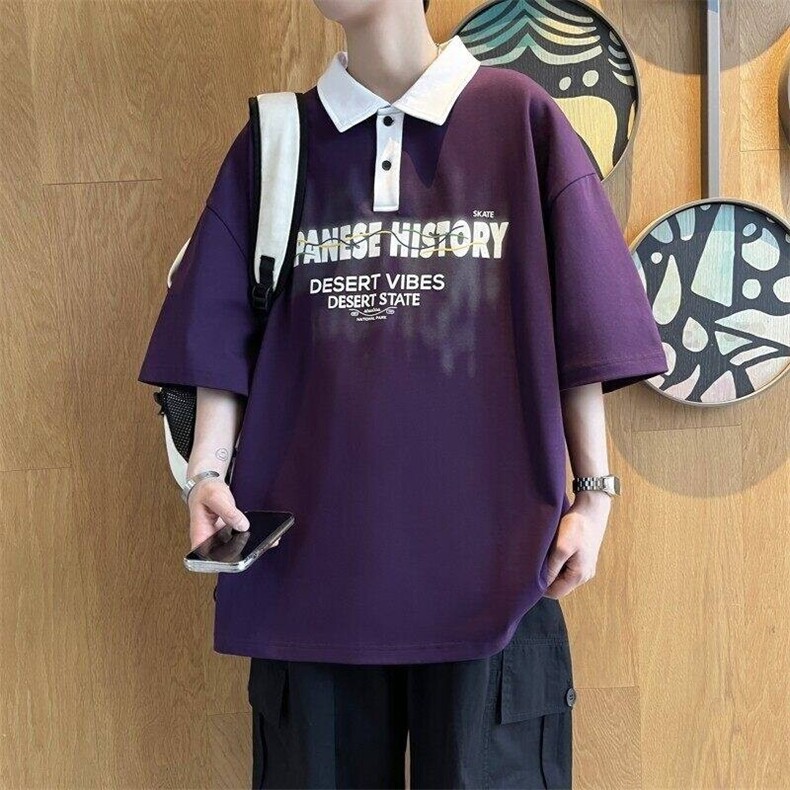 25061-特P40港风宽松翻领短袖POLO衫夏季时尚休闲T恤男打底衫,男装T恤,电商D310B