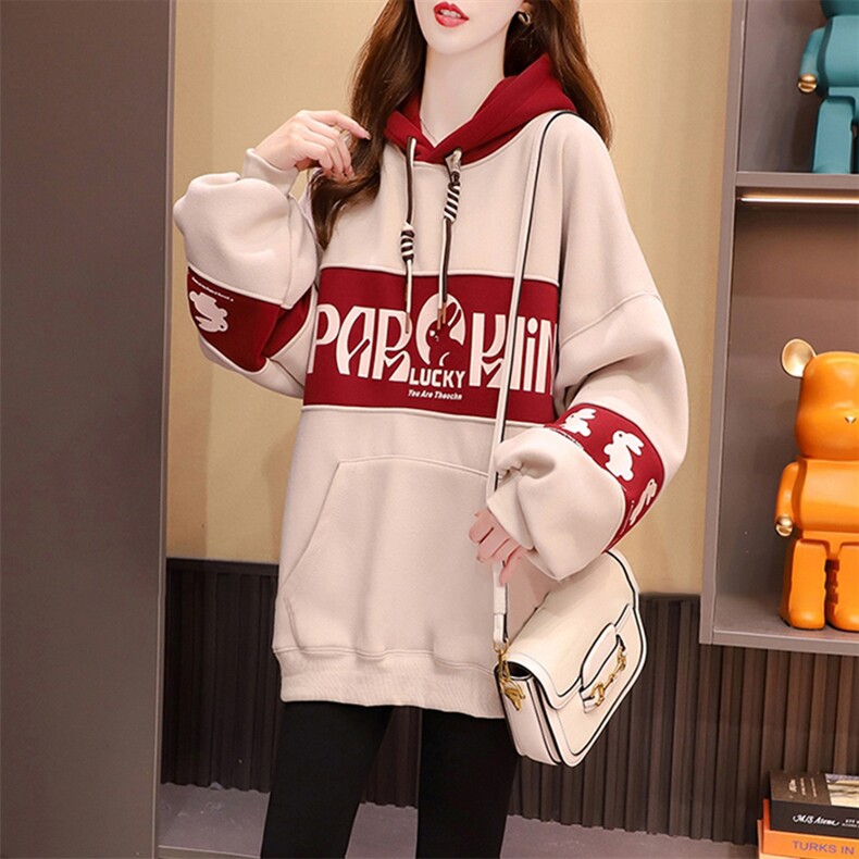 H217新年衣服华棉复贝贝绒加绒中长款连帽卫衣女情侣装P65，女装卫衣/绒衫，星座309B-2