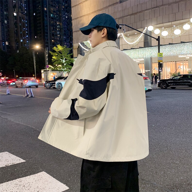复古撞色拼接立领冲锋衣外套男开衫外套夹克棒球服JK01575-P73,男装夹克,星座308B-2