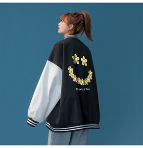 中性风 2023秋季新款港风设计感印花图案棒球服外套G8022 p65控88图片
