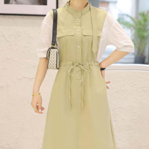 5色，撞色棉布连衣裙，仙气！，女装连衣裙，春信拙源