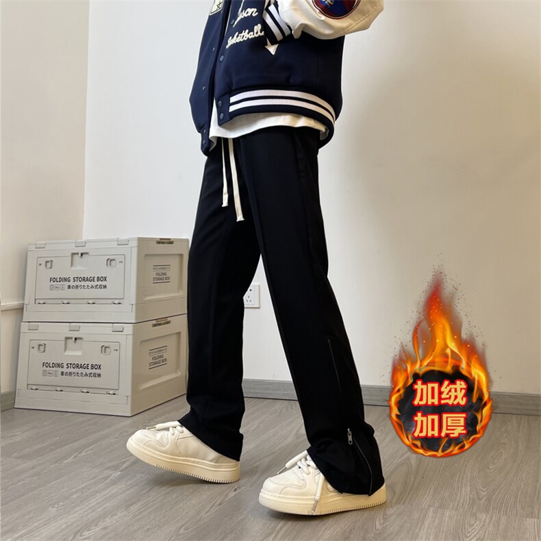 03秋冬款港风拉链加绒西裤男垂感休闲裤XZ211-1-K2303-P55加绒P65，男装西裤，星座211-1