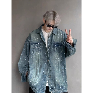 男秋季款满天星牛仔夹克宽松型外套JA26-P105图片