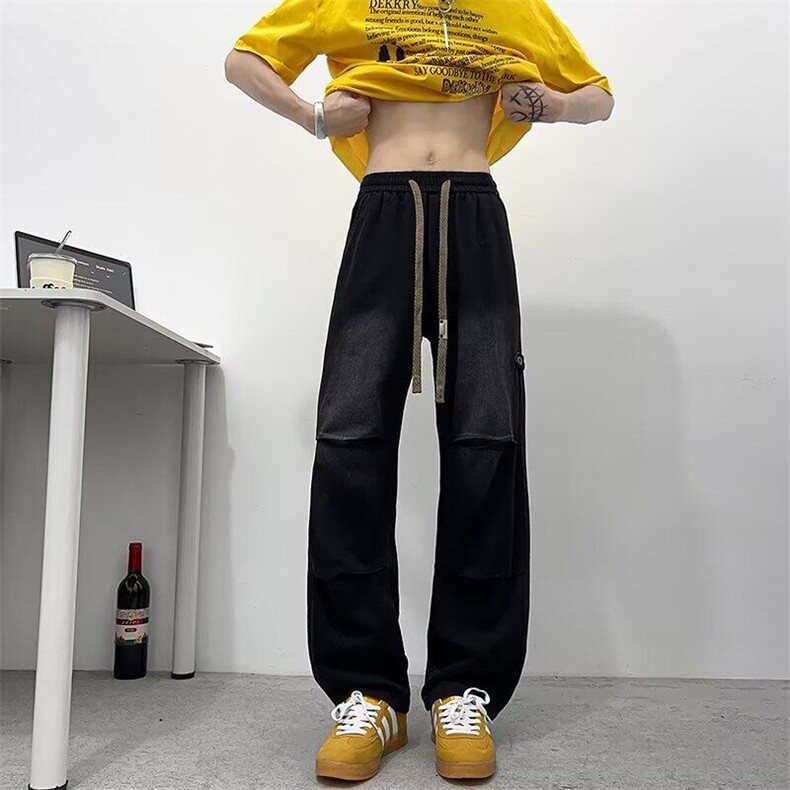 D36-P50港风潮男夏季新款牛仔裤嘻哈ins高街潮流痞帅长裤,男装牛仔裤,星座617A-1（原B318A）