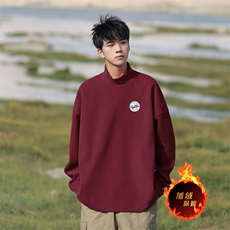 一件过冬重磅保暖针织衫德绒加绒加厚卫衣半高领打底长袖T恤DR70，男装T恤，电商A486