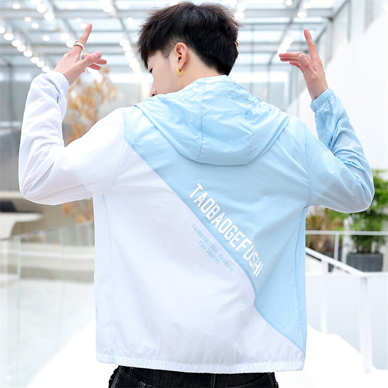 夏季款防晒衣男沙滩外套晒服透气连帽夹克男模灰色F567,男装夹克,星座1207