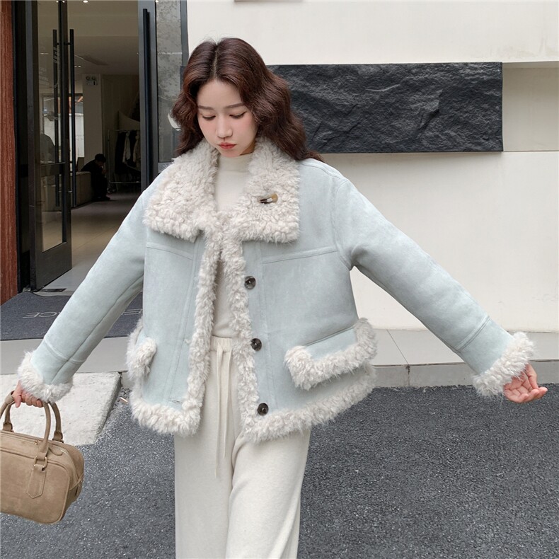 新款2025冬季韩系皮毛一体两面穿派克服7825-P205-K308,女装棉衣/棉服,2C057