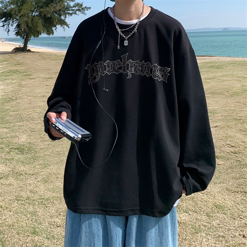 抖音供货、秋季现货舒适棉宽松重磅长袖T恤D223A-CT2313-特P28,男装T恤,电商019-1