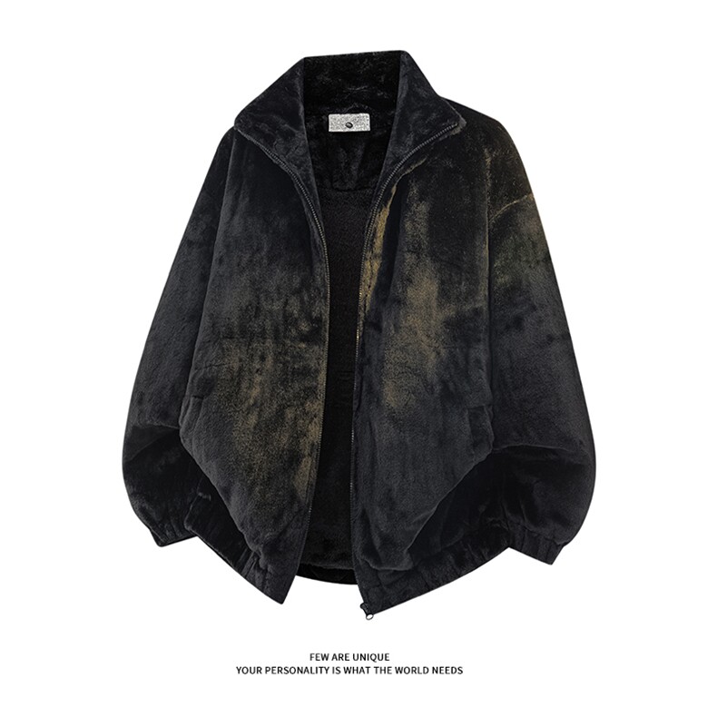仿兔毛绒外套加绒潮牌情侣款保暖棉服男女D2660-TP60128,男装棉衣,电商A102