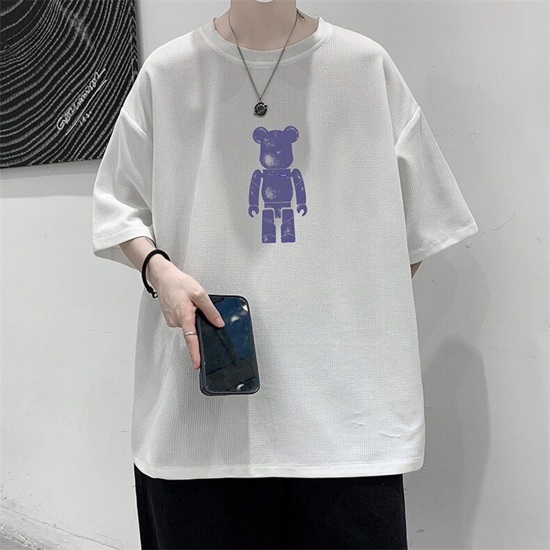 HT73242-P22 华夫格t恤男短袖男大码五分袖 大皂风图片