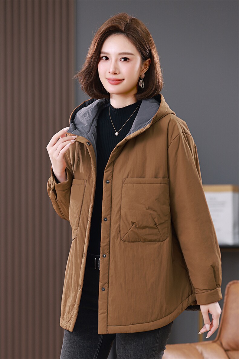 时尚宽松连帽韩版加厚棉衣女冬季新款保暖外套,女装棉衣/棉服,叶笙衣