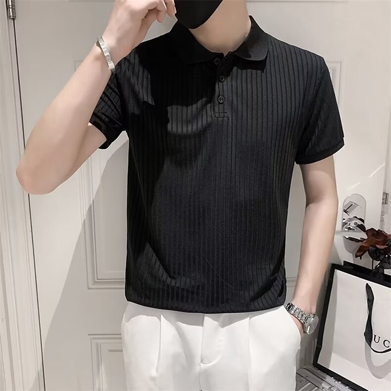 短袖polo衫男潮牌潮流纯色针织翻领t恤男装保罗半袖衣服T539,男装T恤,星座1116A-2（原606A-1）