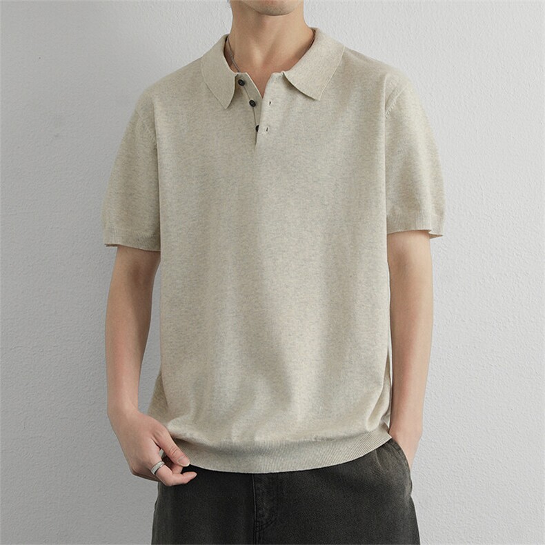 老钱风针织衫翻领polo/短袖简约休闲男款,男装Polo衫,星座914