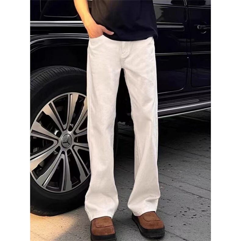 牛仔裤白色男直筒垂感休闲修身P37YL391,男装牛仔裤,星座1112-1