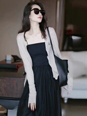 冰麻闪丝防晒开衫女夏季薄款长袖针织衫宽松显瘦百搭外套，女装针织衫/毛衣，雪真羊绒