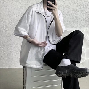 衬衫男夏高级感上衣设计感小众痞帅七分袖衬衣B26P32图片
